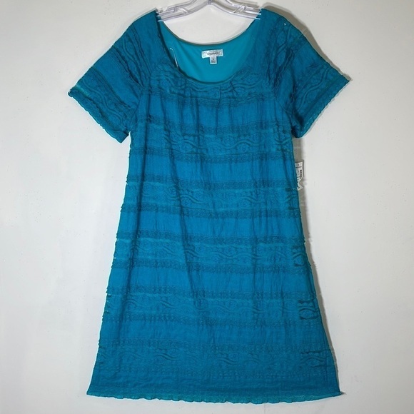 NWT. Dress Barn 16 Teal Lace Shift Dress. - Picture 2 of 12